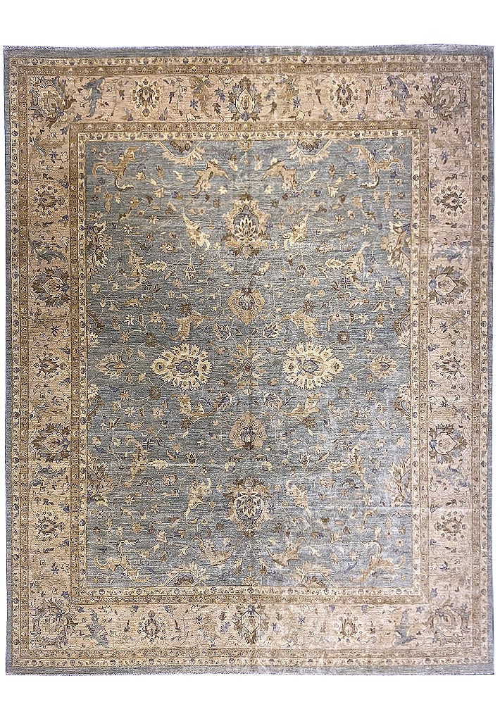 Chobi Peshawar Handcrafted Area Rug 13'10 x 15'9 Neutral Floral Design (1 of 11)