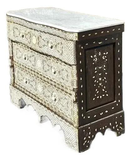 Vintage Boho Chest of Drawers with Marble Top and Inlay Detail (1 of 10)