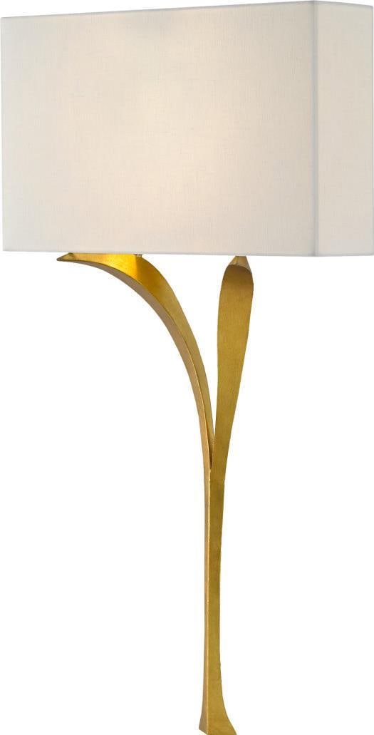Currey Gold Wrought Iron Wall Sconce with Linen Shade (1 of 5)