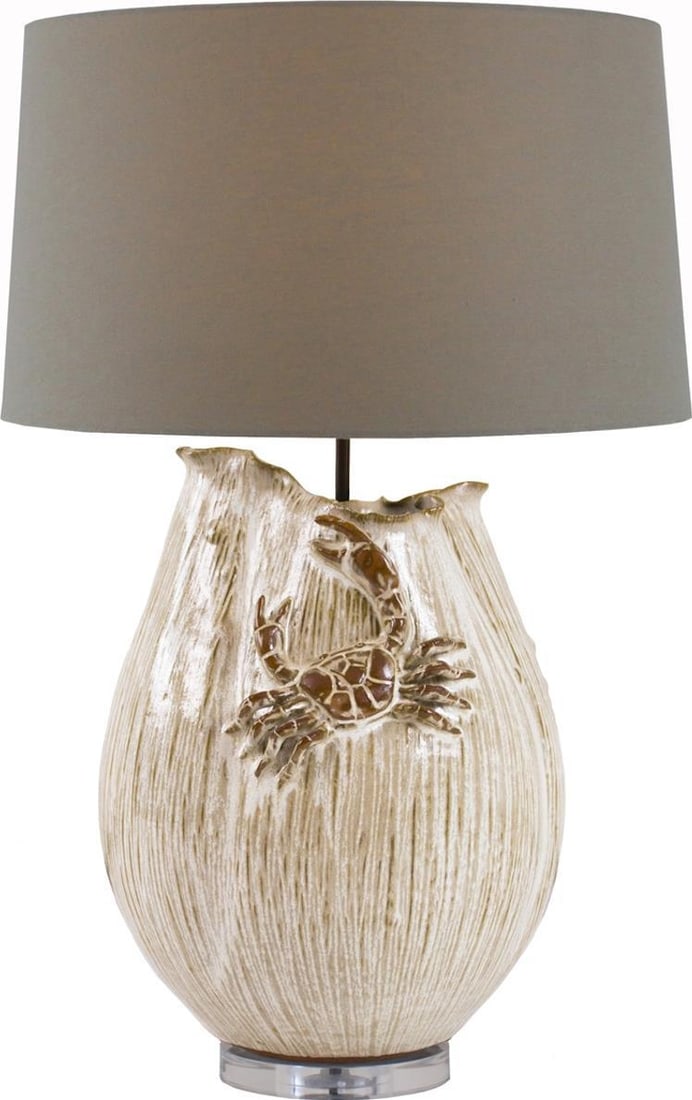 Handmade White Ceramic Crab Lamp 26 Inches (1 of 2)