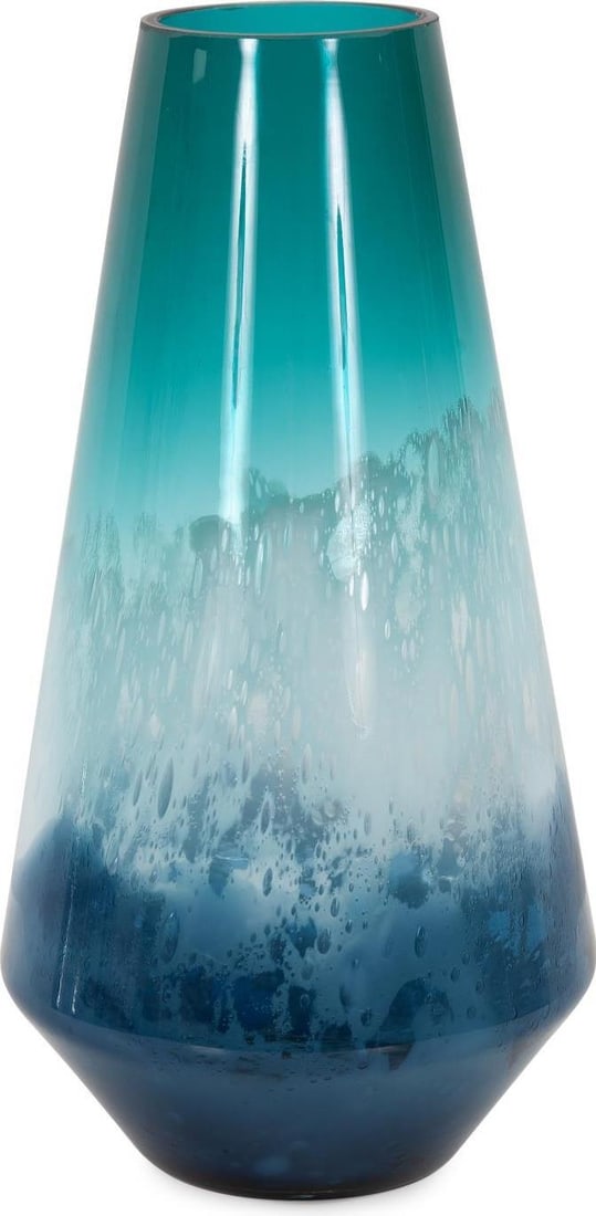 Howard Elliott Breakers Vase Aqua Frosted Ceramic 13H 6.75W 6.75D (1 of 8)