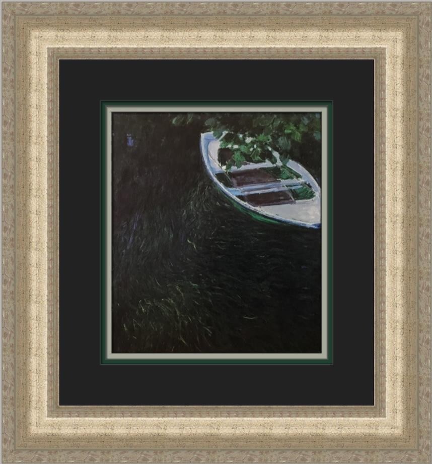 Claude Monet The Boat Custom Framed Art Print 17x17: Claude Monet The Boat Custom Framed Art Print 17x17 This stunning custom framed print features Claude Monet's iconic artwork titled 'The Boat'. The piece is presented in a medium size of 17" x 17" and