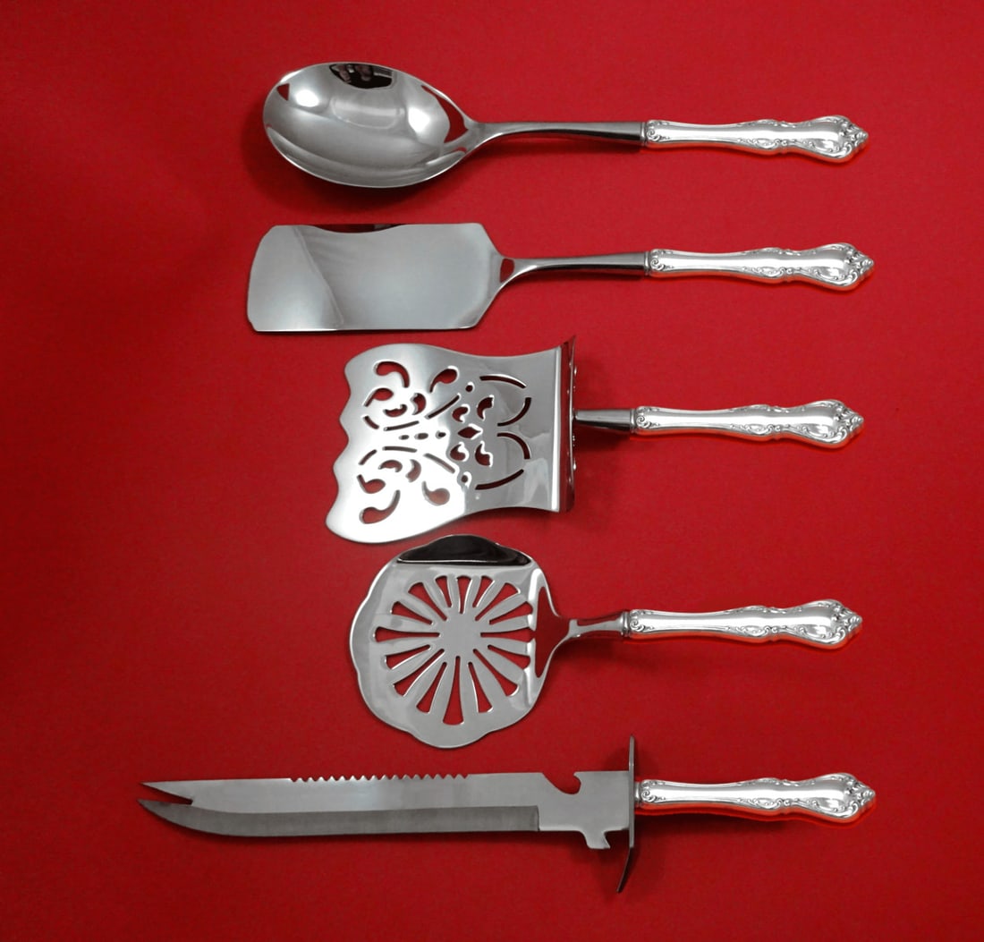 Towle Debussy Sterling Silver 5-Piece Brunch Serving Set: Towle Debussy Sterling Silver 5-Piece Brunch Serving Set Enhance your brunch gatherings with this exquisite 5-piece serving set in the Debussy pattern by Towle. Crafted from sterling silver with custo