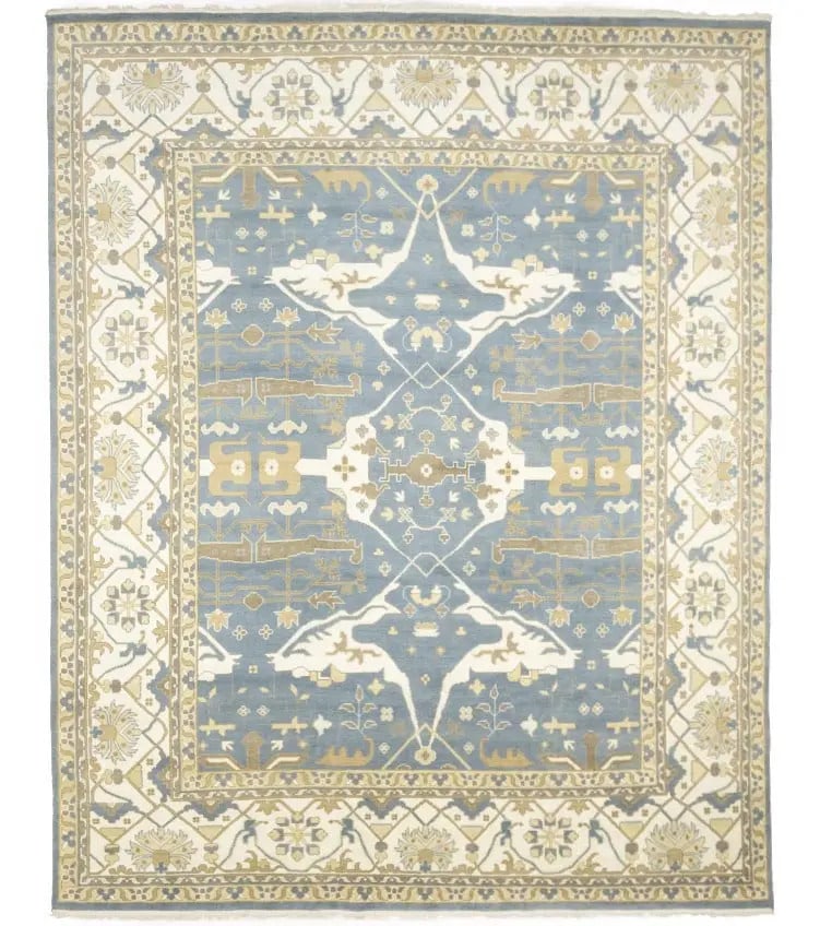 Rare Handmade Oushak Floral Wool Rug 12'0 x 14'11 Eco Friendly (1 of 18)