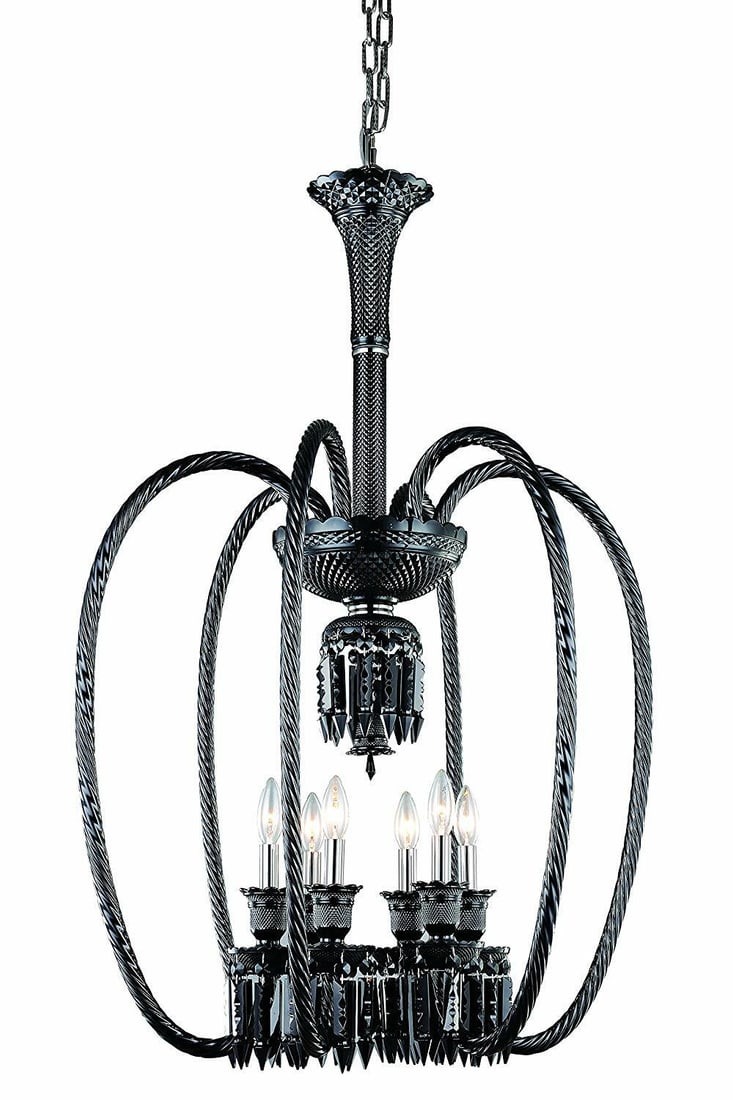 Majestic 6 Light Black Crystal Chandelier 27 Inch Modern Ceiling Fixture (1 of 2)