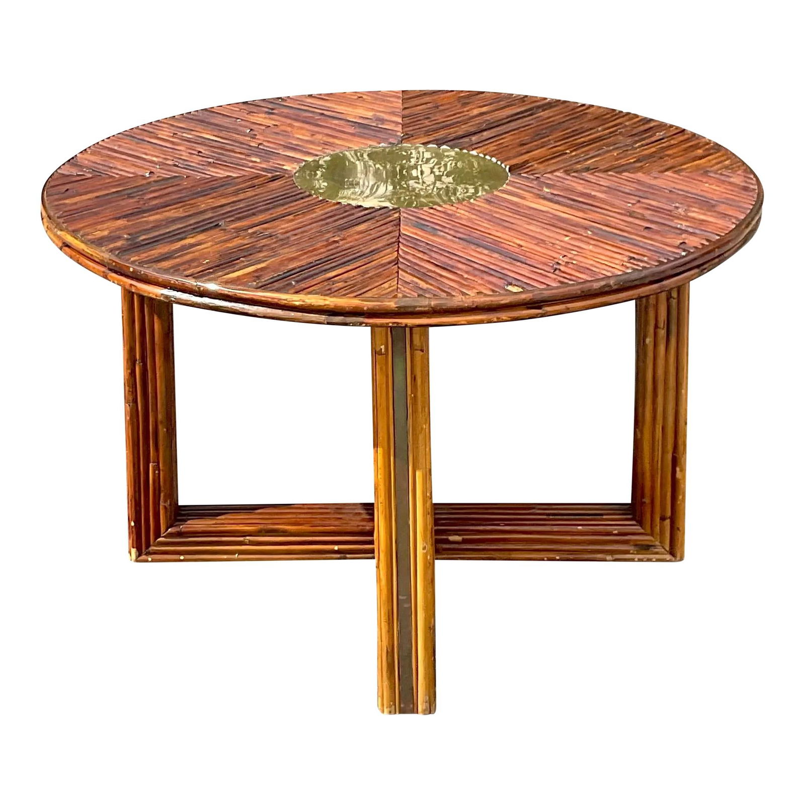 1970s Vintage Coastal Rattan Brass Dining Table Vivai Del Sud Style (1 of 9)