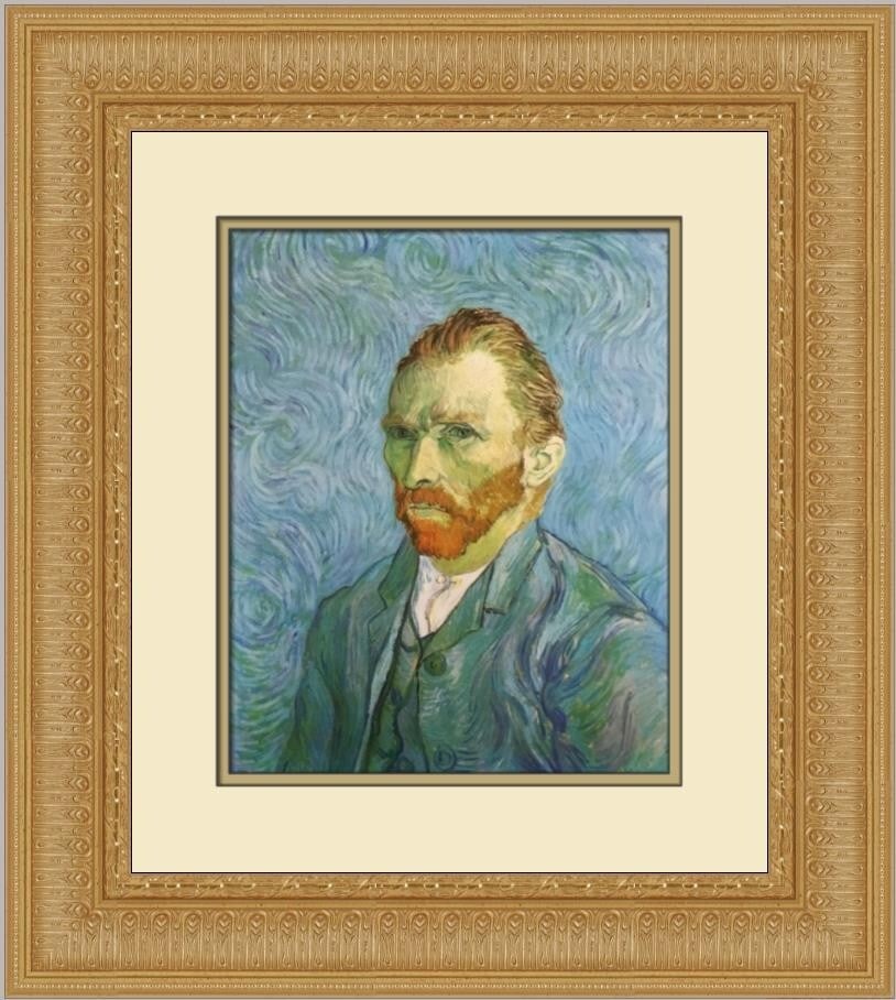 Vincent Van Gogh Self-Portrait Custom Framed Lithograph Print 20x18 (1 of 2)