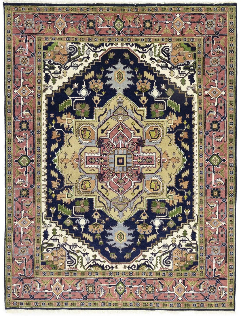 Hand-Knotted 8x10 ft Heriz Serapi Wool Rug Geometric Design Modern Style (1 of 14)