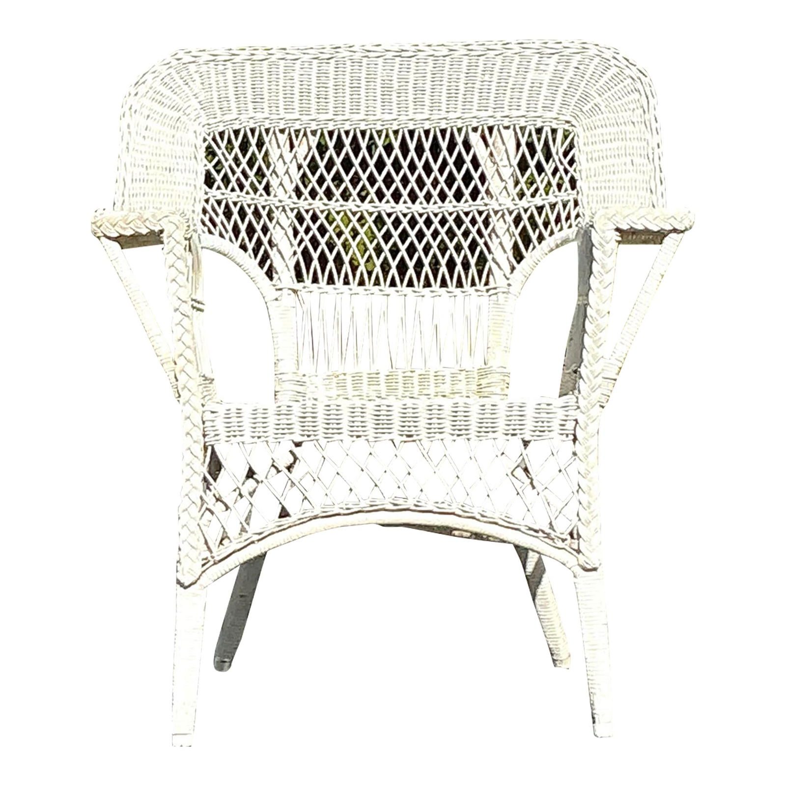 Vintage 1920s Rattan Lounge Chair with Paddle Arms (1 of 5)