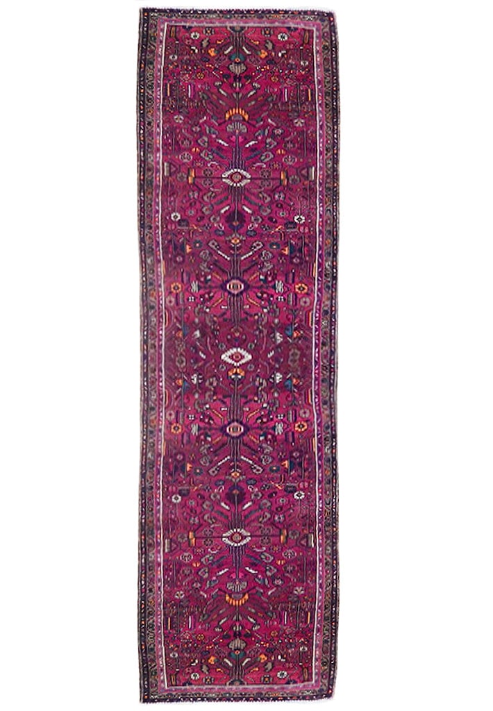 Berry Red Semi-Antique Persian Hamadan Runner 3'9 x 13'6 Handmade (1 of 6)