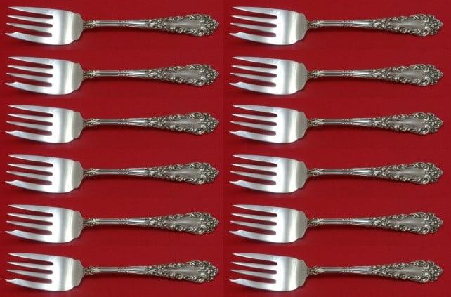 Amston Athene Sterling Silver Salad Forks Set of 12 pcs 6.5" (1 of 4)