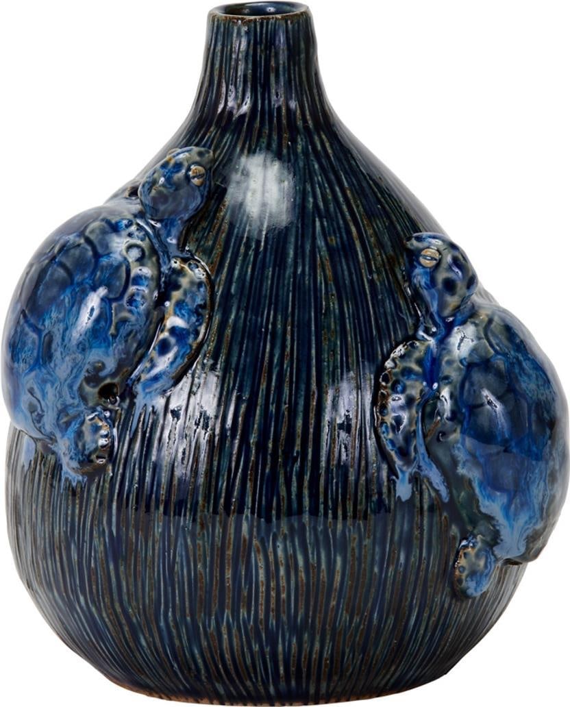 Handmade Charming Blue Turtle Vase for Flowers 7.5 x 6.5 x 6.5 (1 of 2)