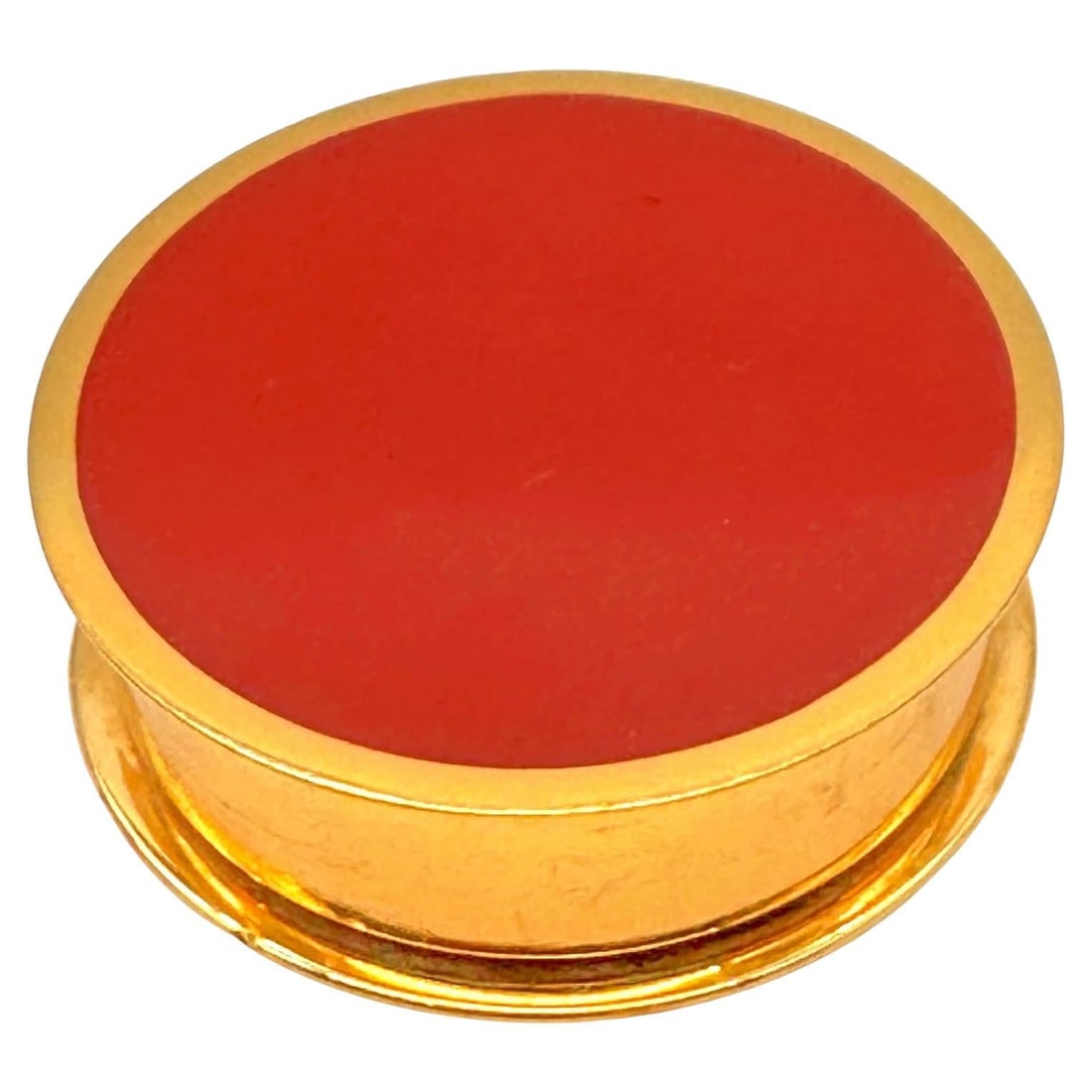 Vintage Hermes Paris Ormolu Carnelian Enamel Trinket Box 1960s-1980s (1 of 9)