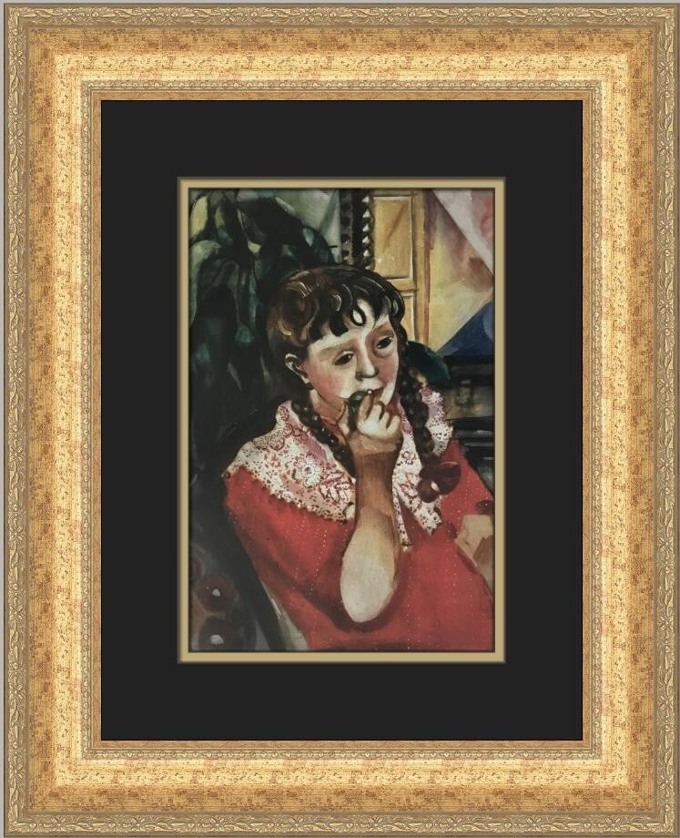 Marc Chagall Portrait of Mariaska Custom Framed Art Print 1988: Marc Chagall Portrait of Mariaska Custom Framed Art Print 1988 Enhance your art collection with this exquisite custom framed print of "Portrait of Mariaska" by renowned artist Marc Chagall. This mediu