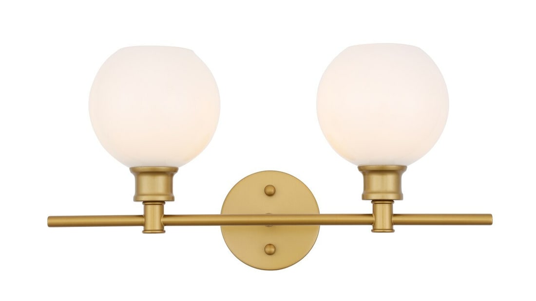 Collier Modern Brass 2-Light Wall Sconce With Frosted White Glass Shades 19 Inch (1 of 11)