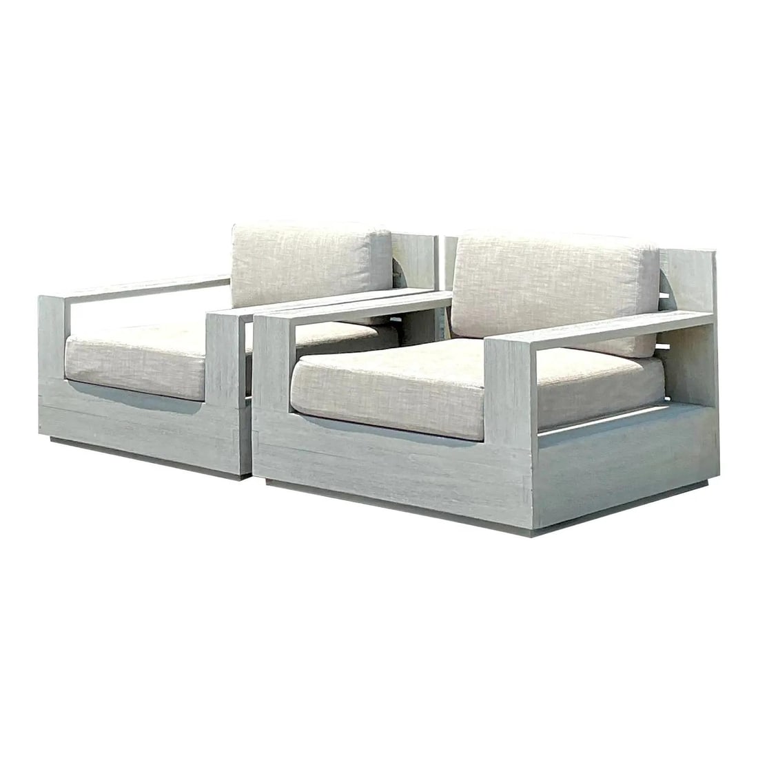 Pair of Balmain Teak Lounge Chairs After RH in Weathered Grey Wash (1 of 10)