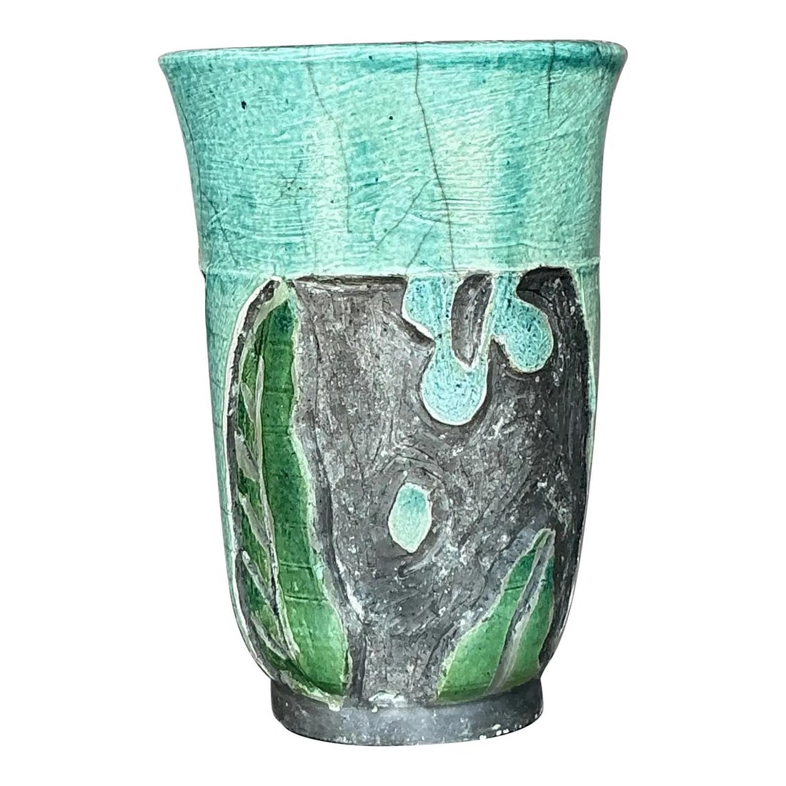 Unique Vintage Boho Studio Pottery Vase with Botanical Motifs (1 of 6)