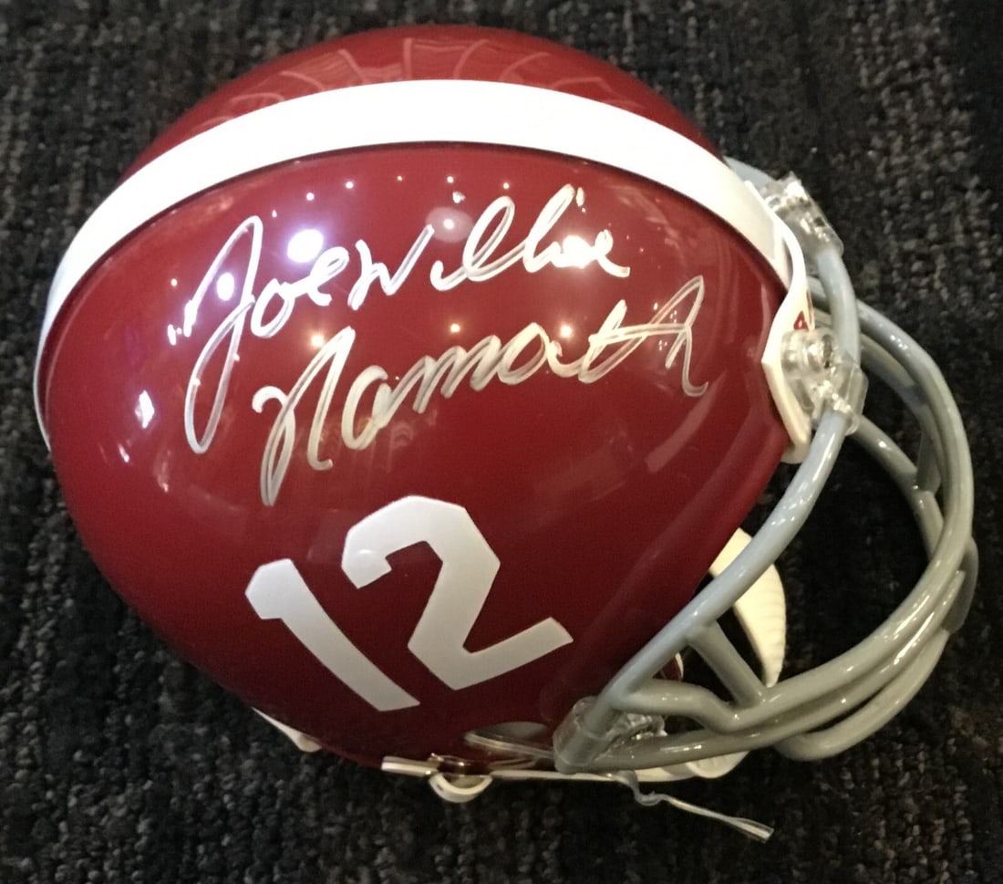 Joe Willie Namath Signed Alabama Crimson Tide Mini Helmet Grand Stand Authenticated: Joe Willie Namath Signed Alabama Crimson Tide Mini Helmet Grand Stand Authenticated Showcase your passion for college football with this authentic mini helmet signed by legendary player Joe Willie Nam