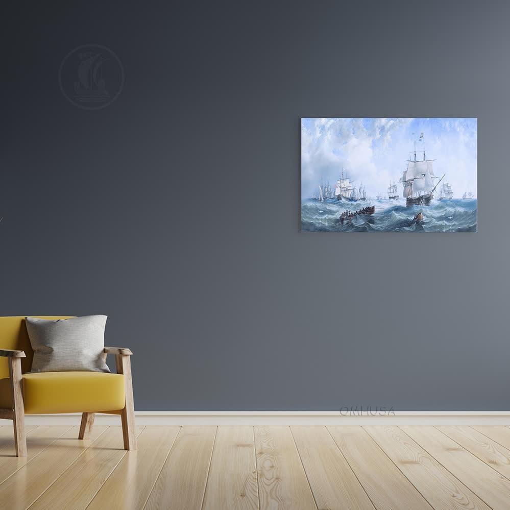 Channel Fleet in Heavy Weather Nautical Canvas Art 23.50 x 35.10: Channel Fleet in Heavy Weather Nautical Canvas Art 23.50 x 35.10 Experience the dynamic beauty of maritime artistry with this canvas print titled "Channel Fleet in Heavy Weather." Measuring 23.50 inch