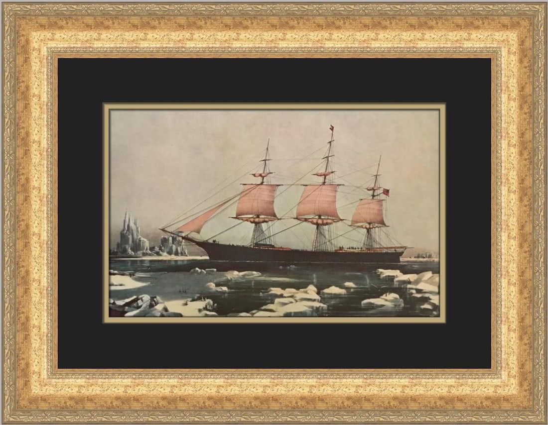 Currier & Ives Clipper Ship The Red Jacket Custom Framed Print 1952 (1 of 2)