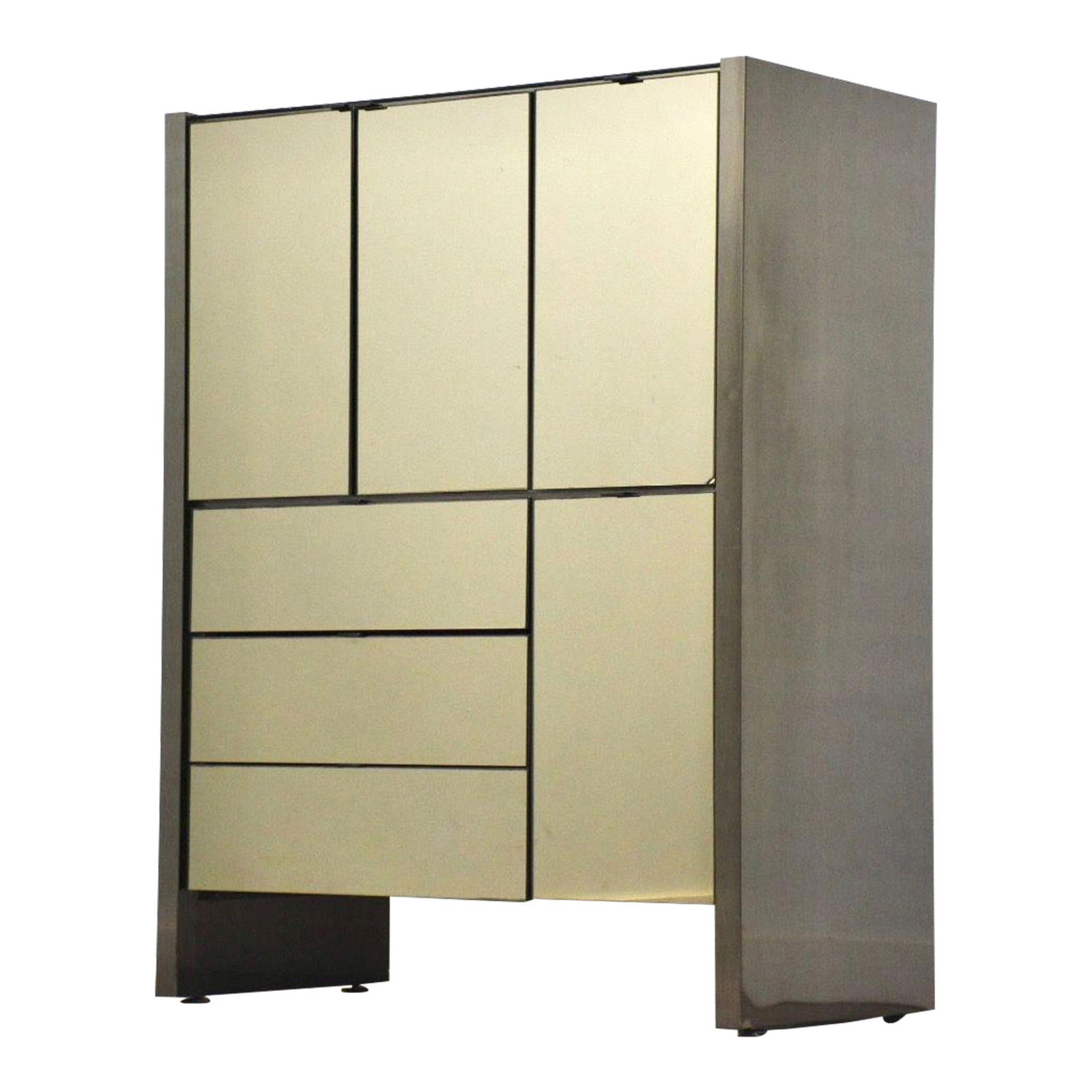 Ello Modern Armoire Dresser Smoked Mirror Chrome 39.5" Wide: Ello Modern Armoire Dresser Smoked Mirror Chrome 39.5" Wide This stunning Modern Armoire Dresser by Ello is a perfect blend of post-modern design and functionality. Featuring a sleek smoked mirror fin