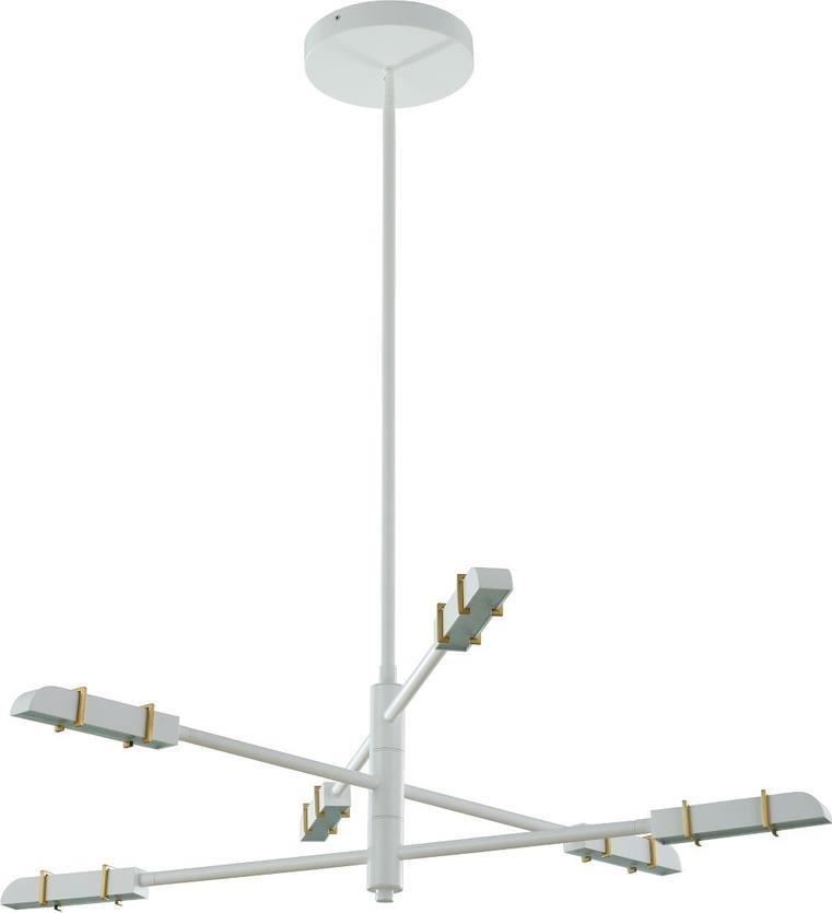 Kalco Mid-Century Modern LED Chandelier Satin Brass 6-Light (1 of 1)