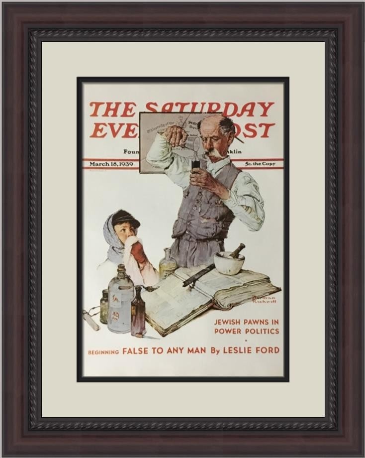 Norman Rockwell The Pharmacist Custom Framed Art Print 1979: Norman Rockwell The Pharmacist Custom Framed Art Print 1979 This stunning custom framed print by Norman Rockwell features the iconic artwork titled "The Pharmacist," capturing a charming Americana sce