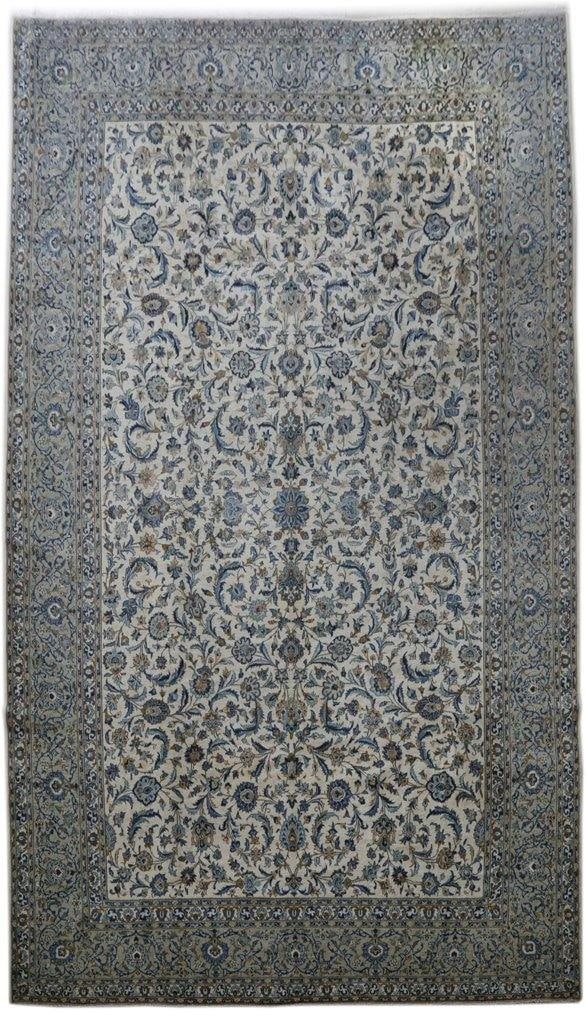 Persian Signed Shadsar Kashan Rug 10'11 x 18'3 Handmade Ivory Blue (1 of 6)