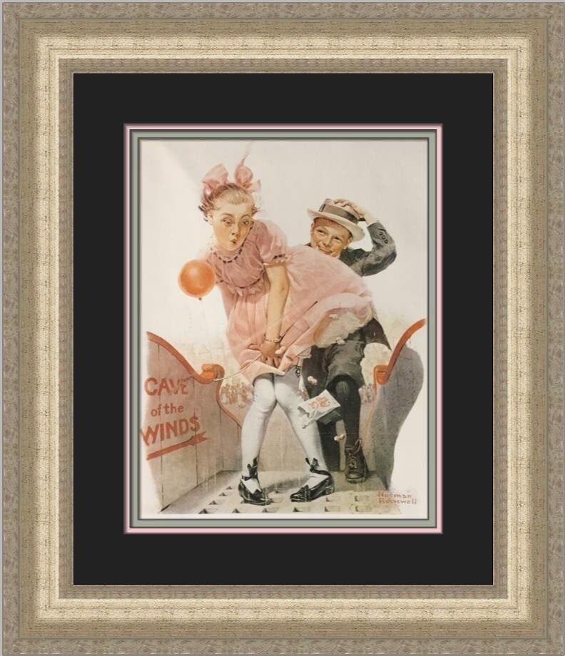 Norman Rockwell Cave of the Winds Custom Framed Art Print: Norman Rockwell Cave of the Winds Custom Framed Art Print This stunning medium-sized print titled "Cave of the Winds" by renowned artist Norman Rockwell captures the essence of photorealism. Created i