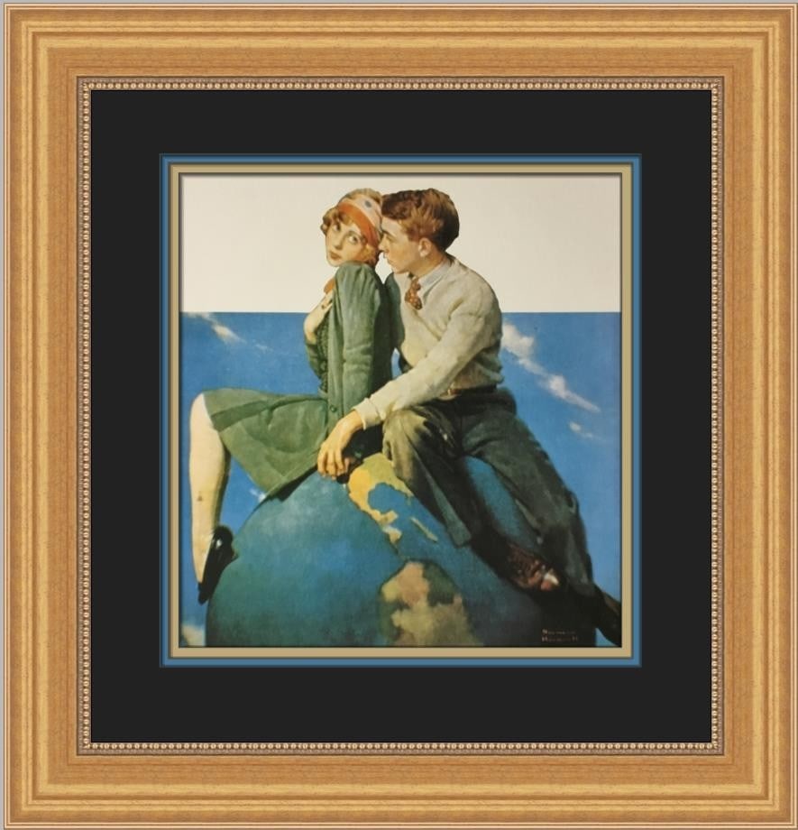 Norman Rockwell Top Of The World Custom Framed Print 1975 Americana (1 of 2)