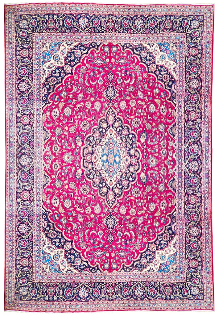 9.6 x 12.8 Red Semi Antique Persian Kashan Rug Handcrafted Wool (1 of 6)