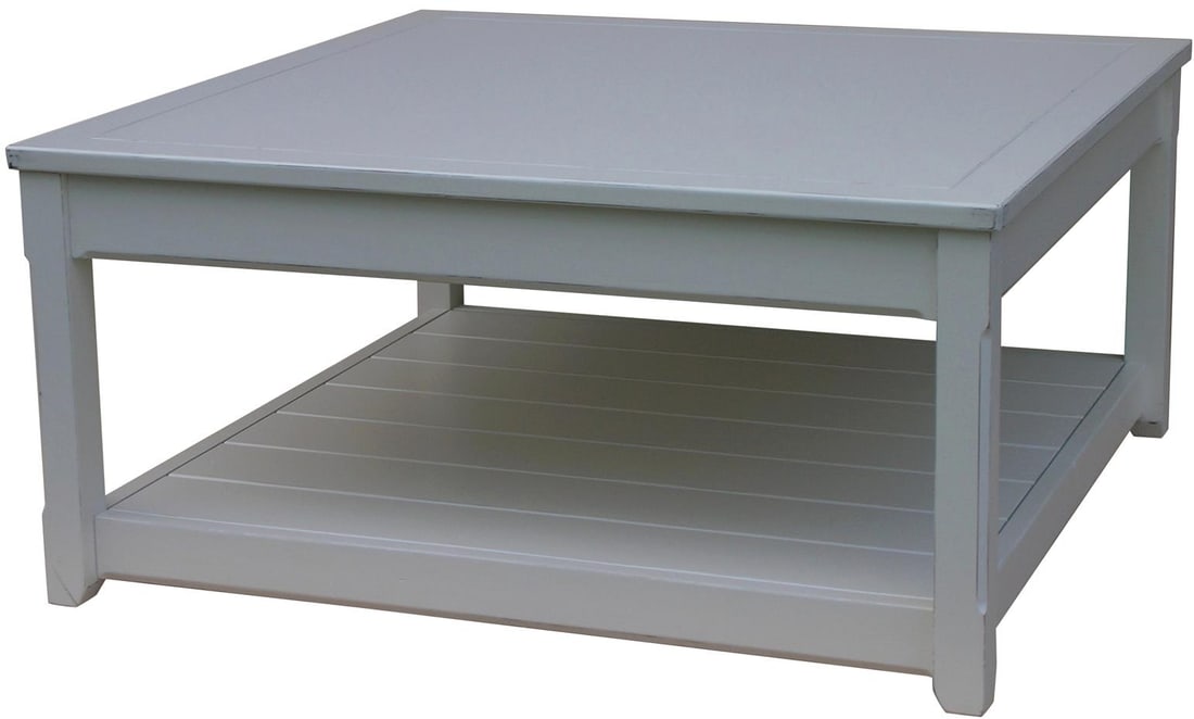 Trade Winds Cottage Gray Painted Square Coffee Table Rustic Style: Trade Winds Cottage Gray Painted Square Coffee Table Rustic Style Elevate your living space with this versatile Traditional Cottage Coffee Table. Crafted from a durable mahogany frame, this coffee tab