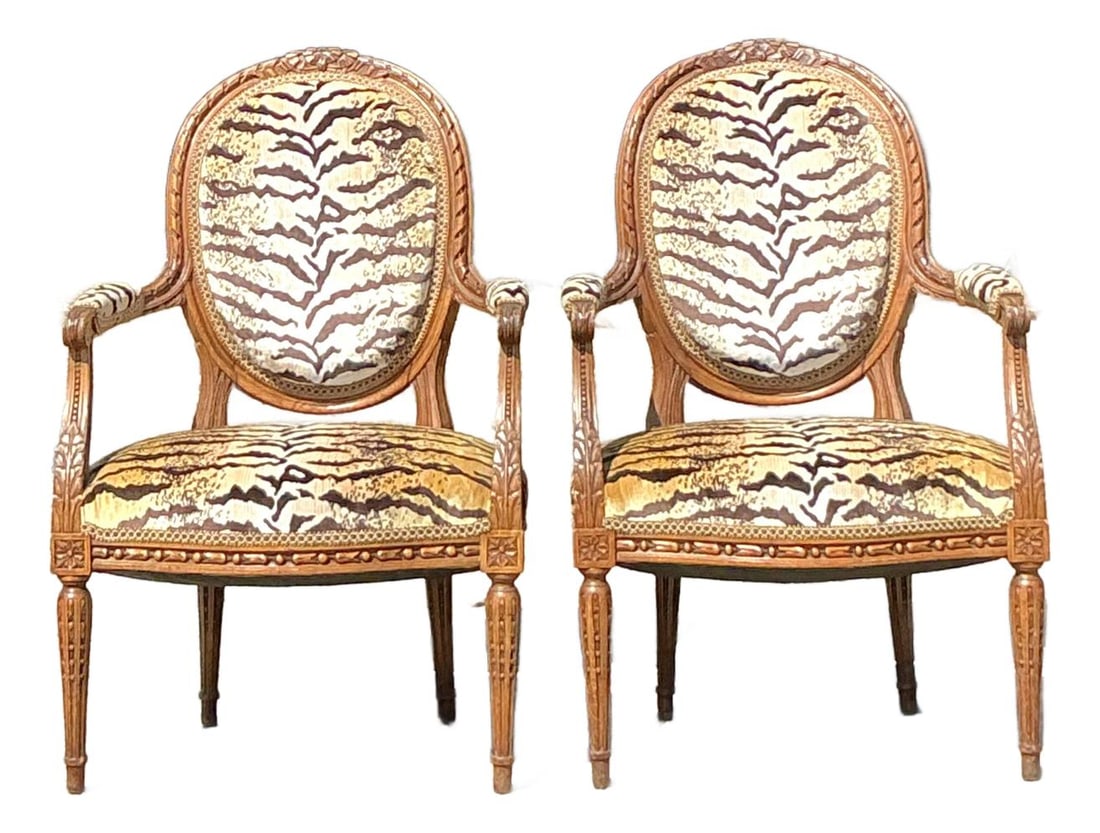 Pair of Vintage Regency Scalamandre Velvet Arm Chairs (1 of 10)