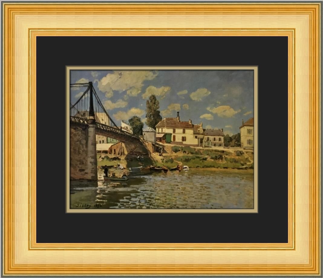 Alfred Sisley The Bridge at Villeneuve-La-Garenne Custom Framed Print 16 x 19: Alfred Sisley The Bridge at Villeneuve-La-Garenne Custom Framed Print 16 x 19 This stunning custom framed print features Alfred Sisley's masterpiece, "The Bridge at Villeneuve-La-Garenne," showcasing