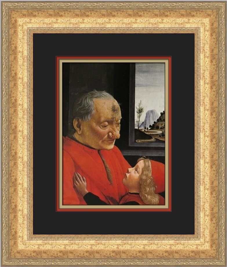Domenico Ghirlandaio An Old Man and His Grandson Custom Framed Print 19x16: Domenico Ghirlandaio An Old Man and His Grandson Custom Framed Print 19x16 This custom framed print features the artwork "An Old Man and His Grandson" by the renowned artist Domenico Ghirlandaio. Meas