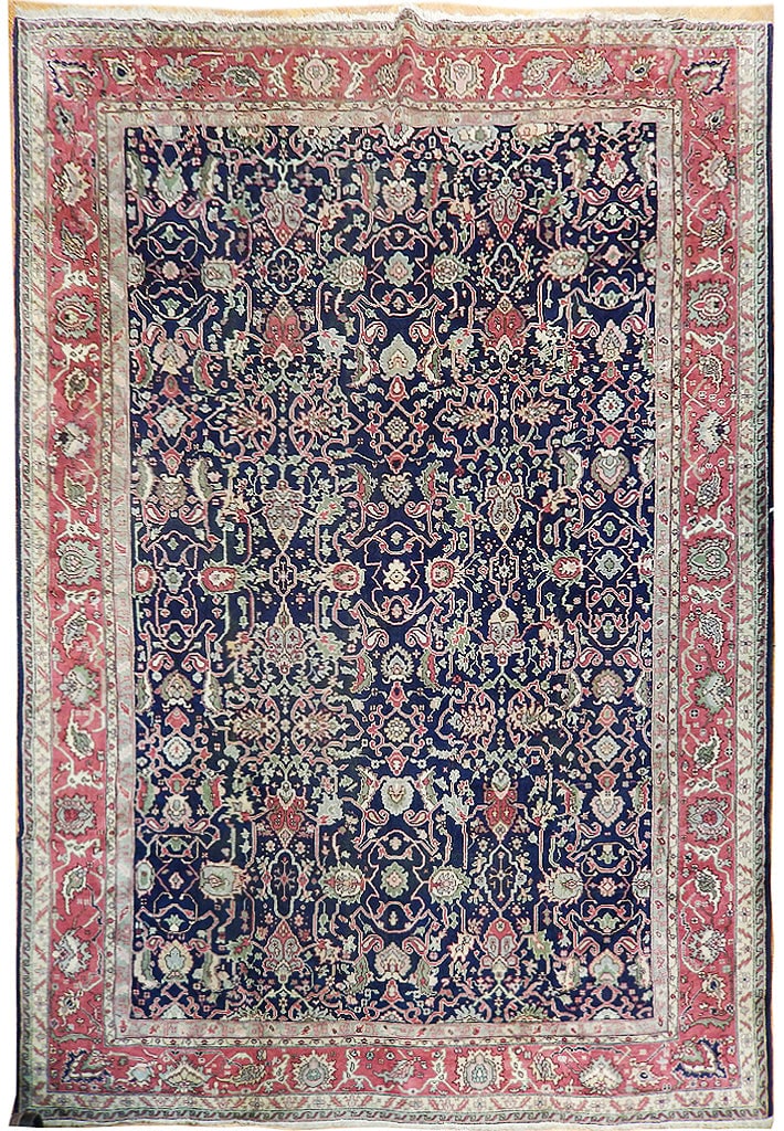 11'2" x 14'2" Navy Blue Persian Mahal Area Rug Handmade (1 of 7)