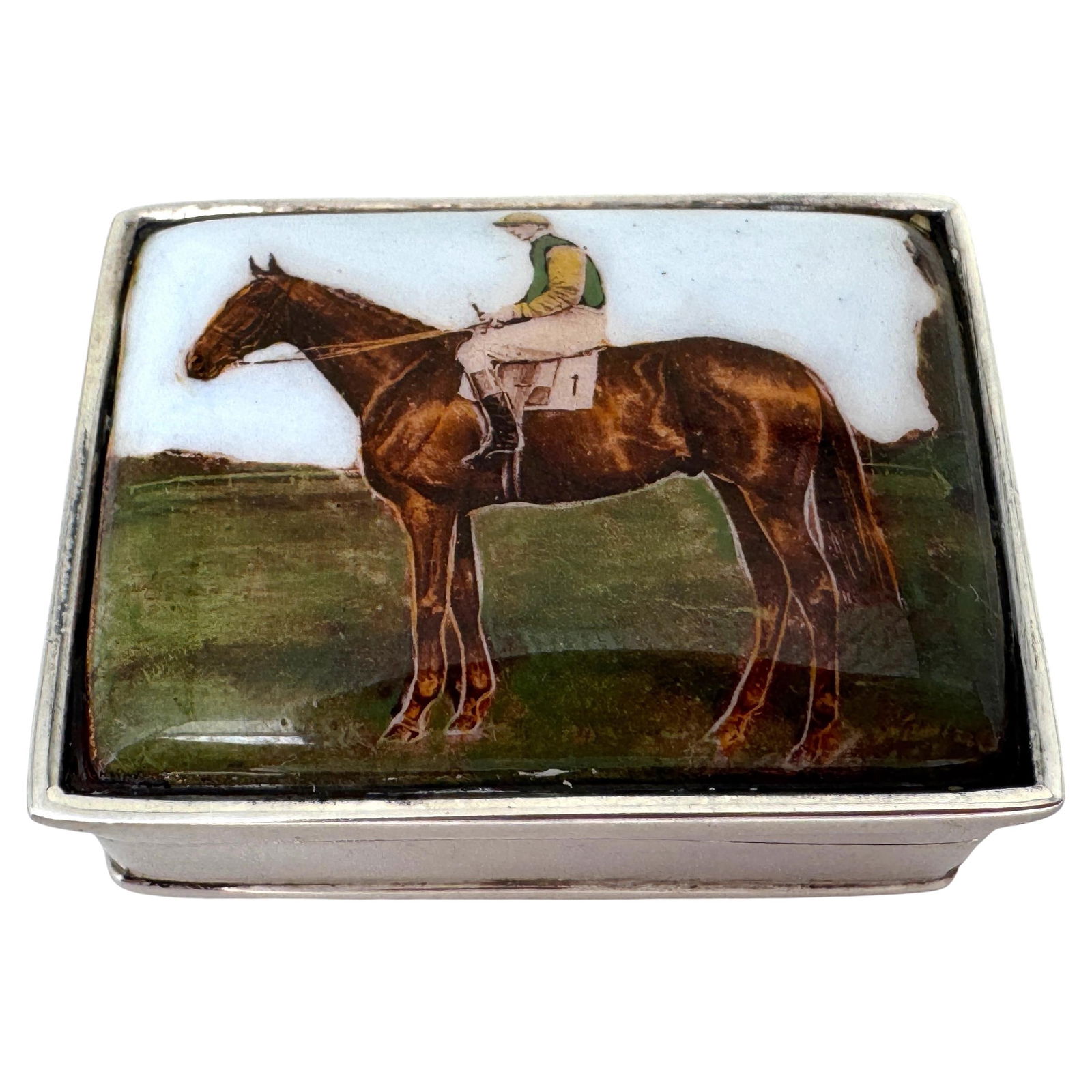 20th Century Sterling Silver Equestrian Enamel Pill Box (1 of 10)