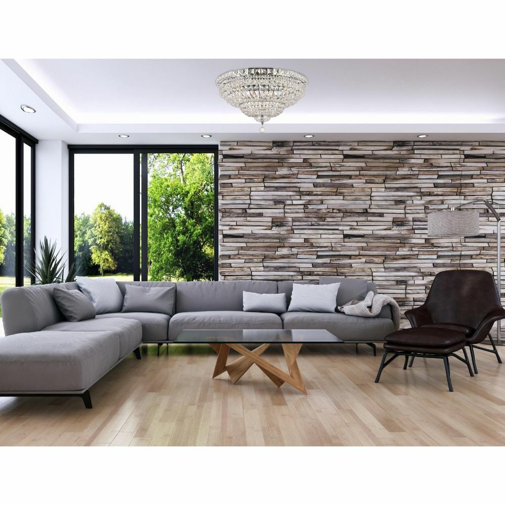 Elegant Lighting Tranquil 18 Light 30in Chrome Flush Mount Crystal Chandelier: Elegant Lighting Tranquil 18 Light 30in Chrome Flush Mount Crystal Chandelier Illuminate your space with the stunning Tranquil 18-Light Flush Mount Chandelier. Designed with a modern aesthetic, this e