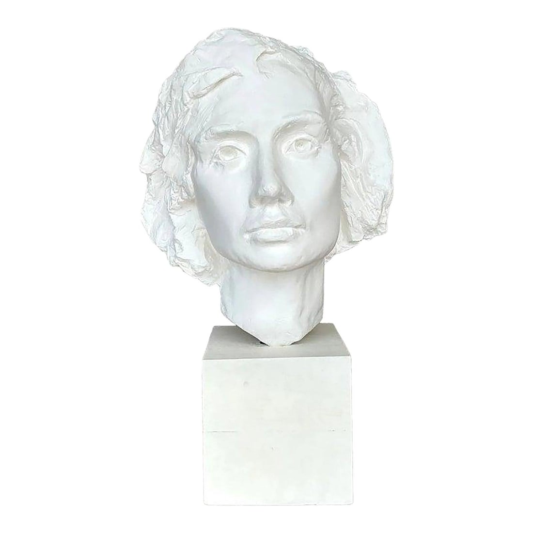 Vintage Bohemian White Plaster Woman Bust 17.75 Inch (1 of 10)