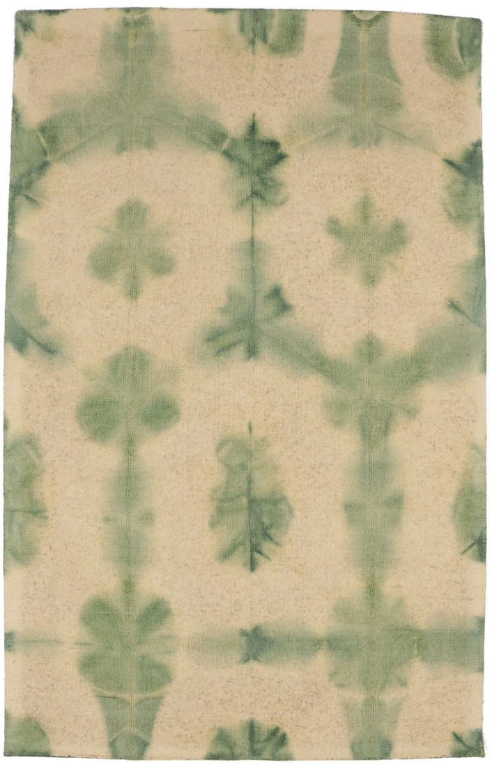 Green Tie-Dye Hand-Tufted Wool Area Rug 5'0 x 8'0 Modern Geometric Design (1 of 9)
