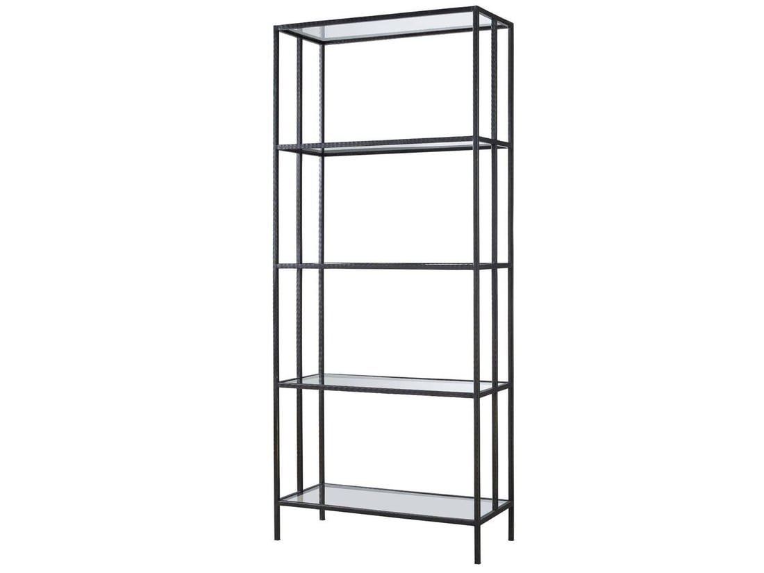 Universal Industrial Etagere Bookshelf 84H 36W 16D Glass Metal: Universal Industrial Etagere Bookshelf 84H 36W 16D Glass Metal This Sleek Industrial Etagere Bookshelf combines functionality with modern style, making it an ideal addition to any space. Crafted from