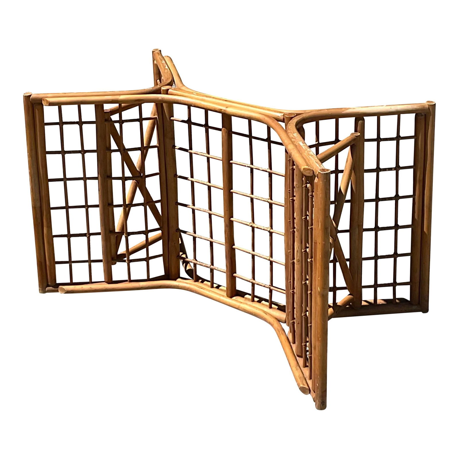 Vintage Rattan Dining Table Pedestal Coastal Charm 45.5 x 25.75 (1 of 9)