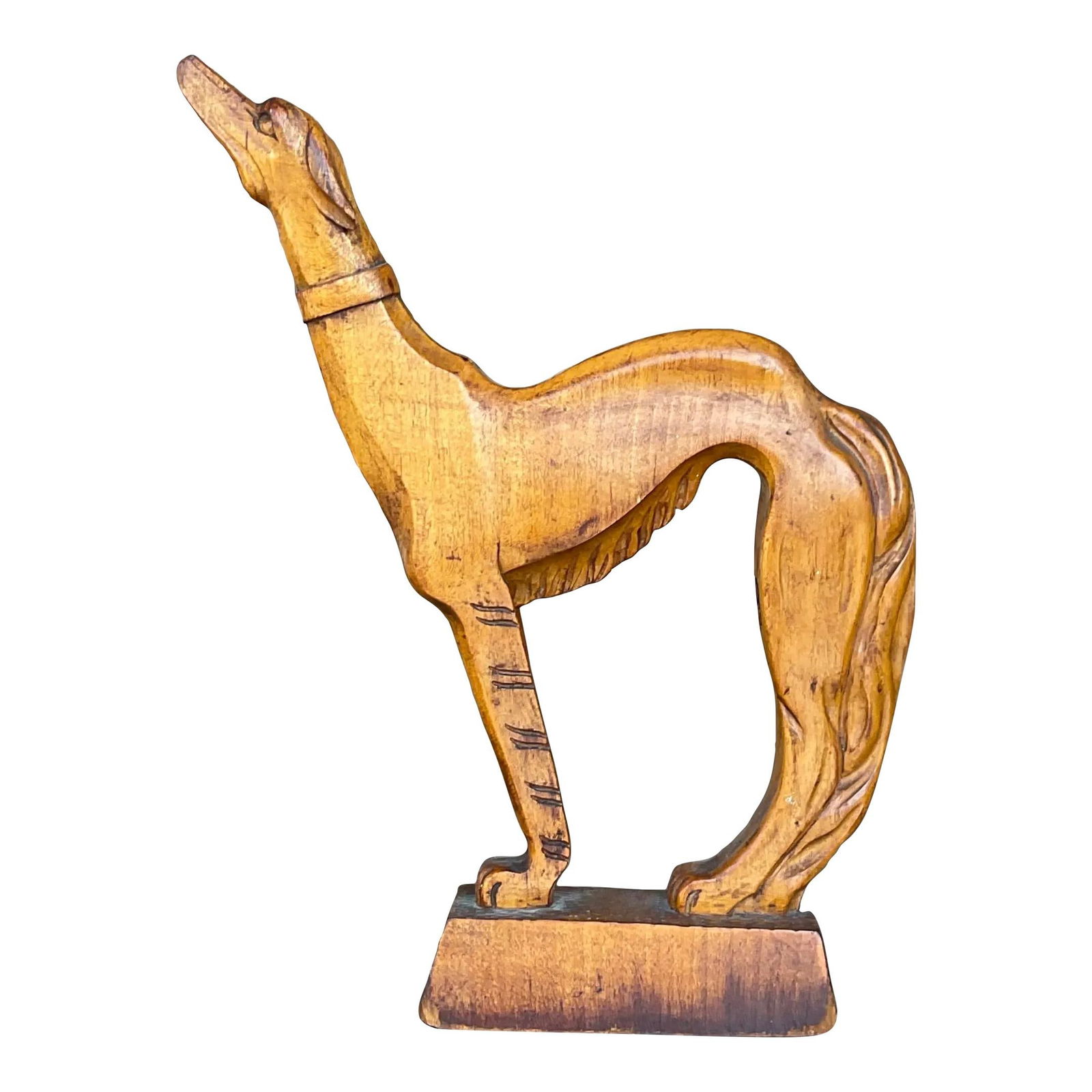 Vintage Boho Hand-Carved Afghan Dog Wooden Decor 10.5" (1 of 5)