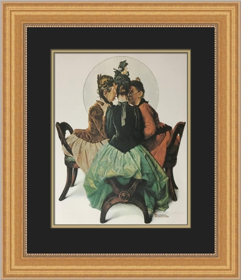 Norman Rockwell Gossips Custom Framed Americana Print 1975 (1 of 2)