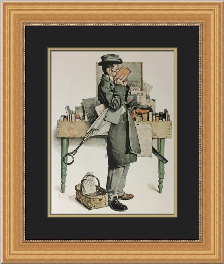 Norman Rockwell The Bookworm Custom Framed Art Print 20 x 18 (1 of 2)