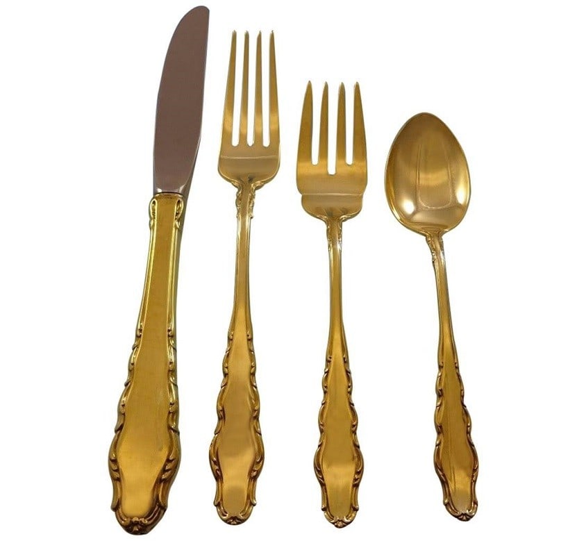 Reed & Barton English Provincial Gold 24-Piece Sterling Silver Flatware Set (1 of 5)