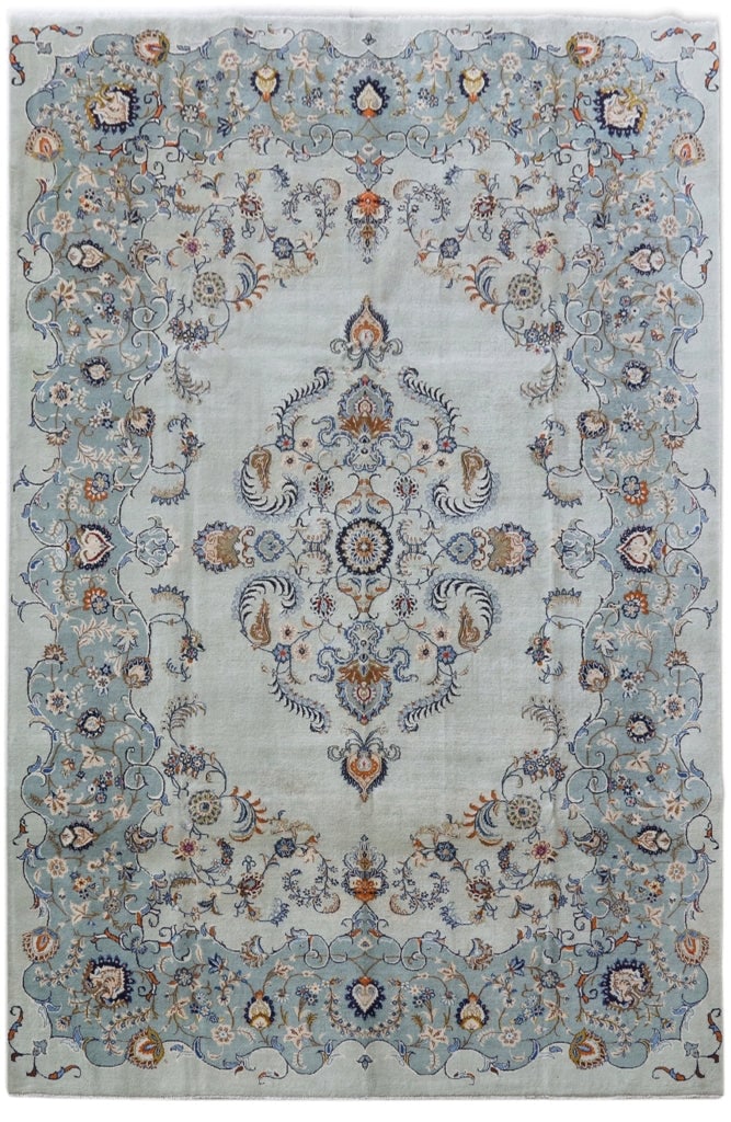 Authentic 1970s Persian Kashan Rug 10.2 x 15.5 Signed (1 of 6)