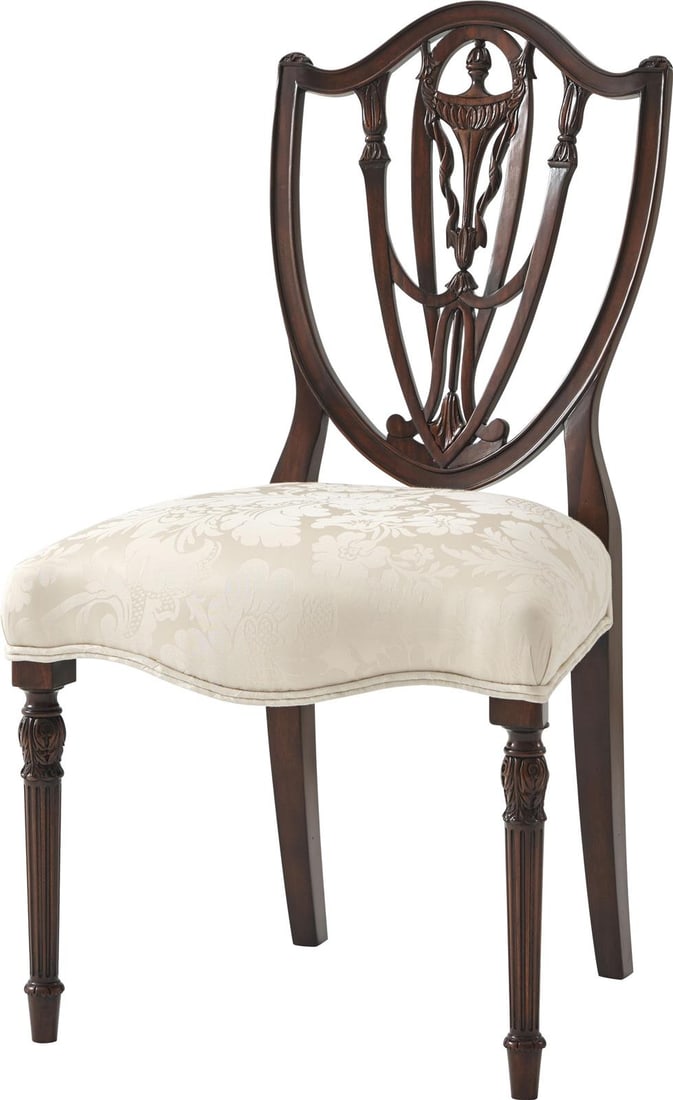 Theodore Alexander English Traditional Side Chair in Walnut Finish: Theodore Alexander English Traditional Side Chair in Walnut Finish Introducing the Elegant English Traditional Side Chair, a perfect blend of style and comfort. Crafted from durable Acacia wood, this