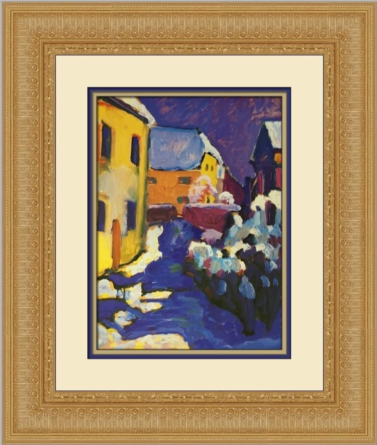 Wassily Kandinsky Graveyard and Rectory Custom Framed Print 21 x 18 in: Wassily Kandinsky Graveyard and Rectory Custom Framed Print 21 x 18 in This custom framed print features Wassily Kandinsky's iconic work titled "Graveyard and Rectory." Measuring 21 in x 18 in, this m