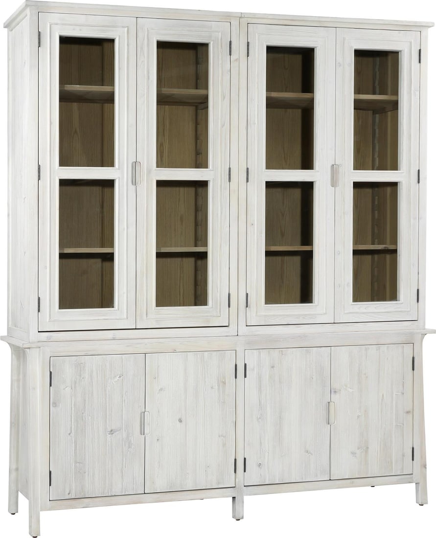 Eco-Friendly Torre Cabinet Light Gray Wash Reclaimed Pine Wood 86.5H 79W 19D (1 of 9)